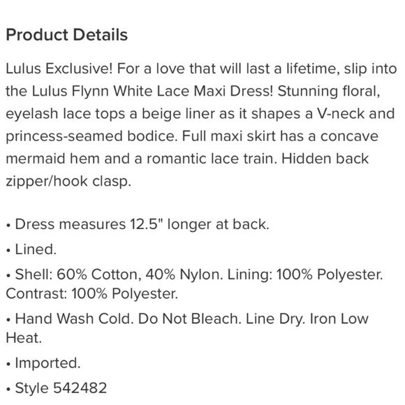 Lulus NWT Flynn white lace - Picture 5 of 9